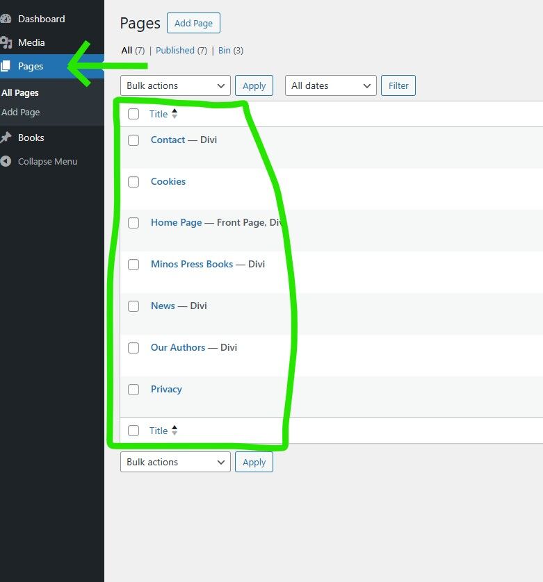 Editor Page. Examples Website Editing Instructions | The Minos Press